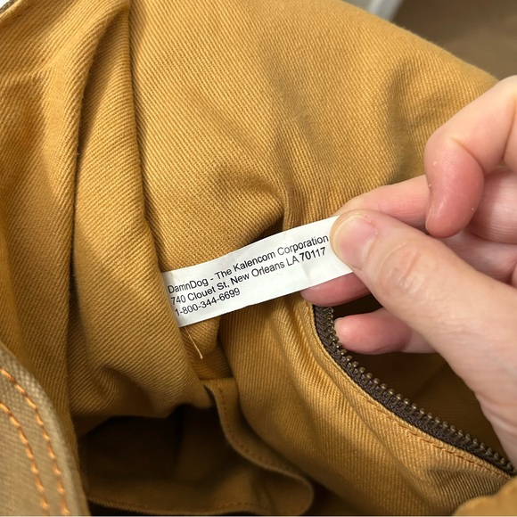 DamnDog Haversack in Swamp Green: Canvas Messenger Bag with Leather Straps - Picture 10 of 16